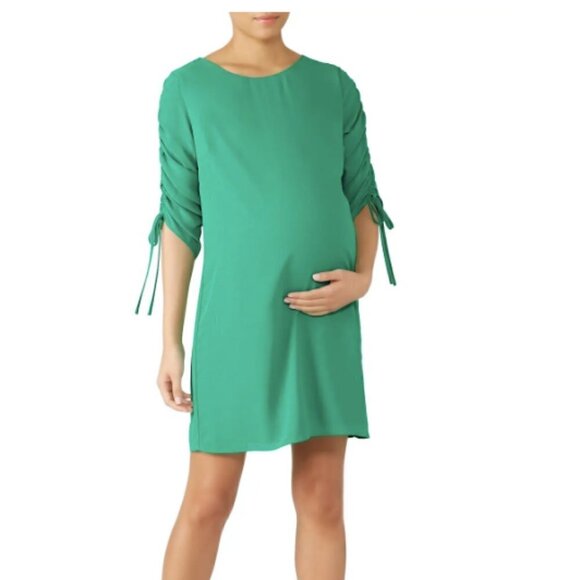 Amanda Uprichard Saddle Ruched Sleeve Maternity Dress in Green sz S - Picture 1 of 7